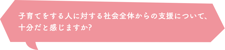 子育てをする人に対する社会全体からの支援について、十分だと感じますか?