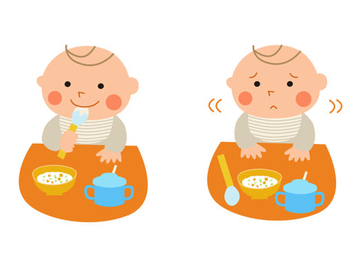 ご飯を食べる赤ちゃんのイラスト