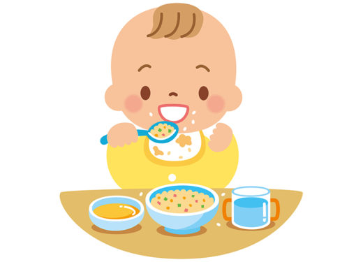 ご飯を食べる赤ちゃんのイラスト