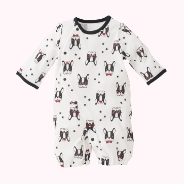 スムースフレンチブルドッグ長袖コンビドレス