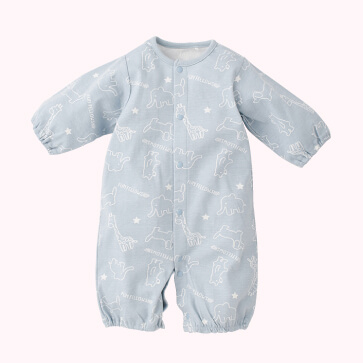 スムース白抜きアニマル長袖コンビドレス