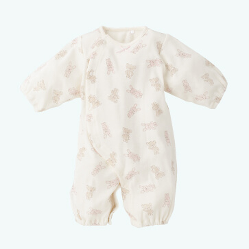 スムースハローくまうさぎ長袖コンビドレス