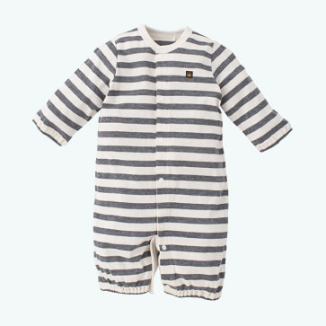 フライスベーシックボーダー長袖コンビドレス