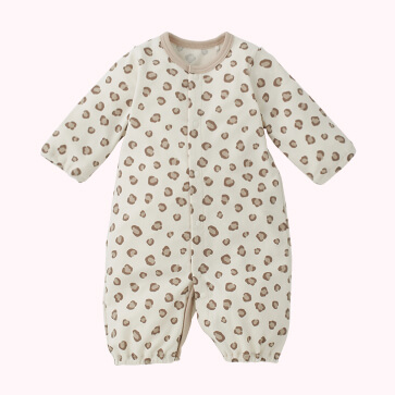 スムースアニマルプリント長袖コンビドレス