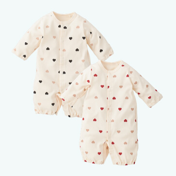 スムースツートンハート長袖コンビドレス