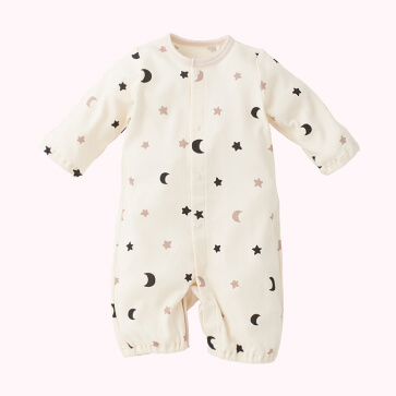 スムース星と月長袖コンビドレス