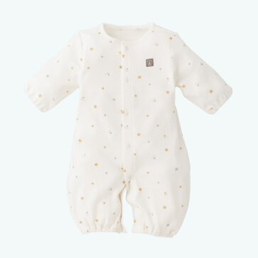 スムース星柄チケット長袖コンビドレス