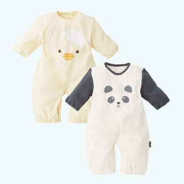 スムースアニマルフェイスプリント長袖コンビドレス