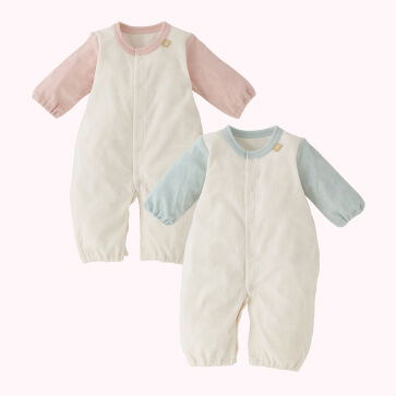 パイルカラー袖配色長袖コンビドレス