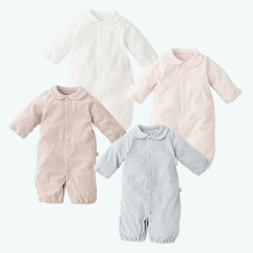 パイル襟付きシンプル長袖コンビドレス