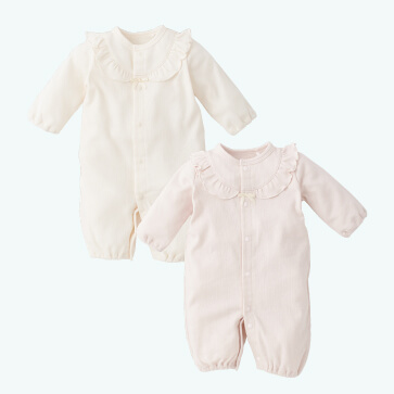 針抜き丸ヨーク無地長袖コンビドレス