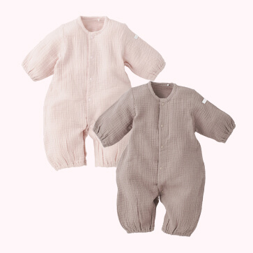 ガーゼプレーンチケット長袖コンビドレス