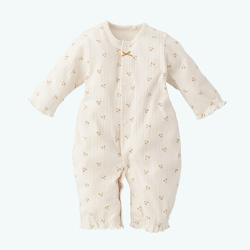 スムースチェリーリボン長袖コンビドレス