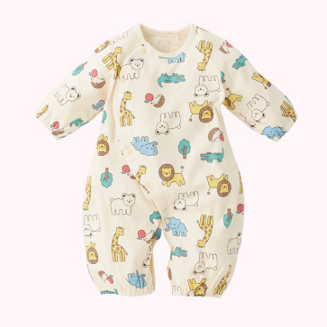 スムース針抜きアニマルズ長袖コンビドレス