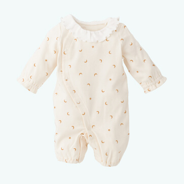 スムース丸襟付き月星柄長袖コンビドレス