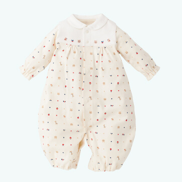 スムース襟付き切り替え刺繍長袖コンビドレス