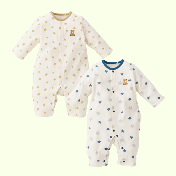 スムース星柄くまワンポイント長袖プレオール