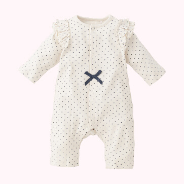 スムース肩フリルドットプリント長袖プレオール