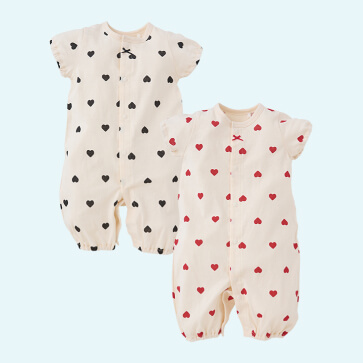 天竺ハート総柄半袖コンビドレス