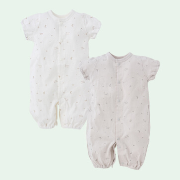 天竺モノトーン夜空半袖コンビドレス