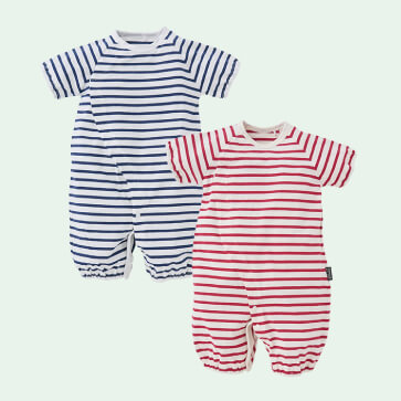 天竺ベーシックボーダー半袖コンビドレス