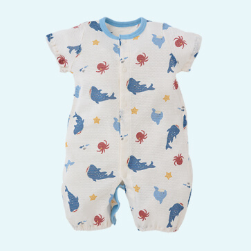 天竺海の生き物半袖コンビドレス