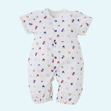 天竺トリコロールくま半袖コンビドレス