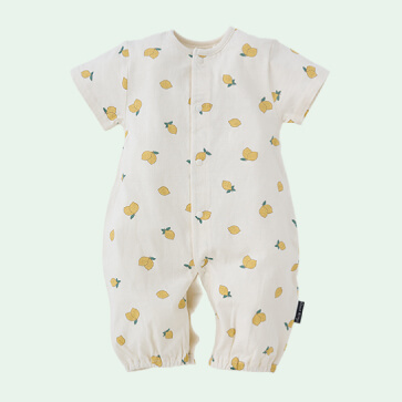 天竺レモン総柄半袖コンビドレス