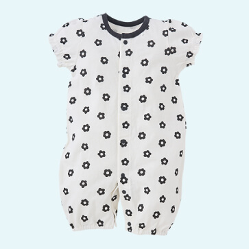 天竺モノトーンデイジー半袖コンビドレス