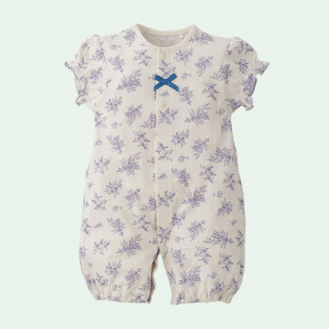 天竺花柄半袖コンビドレス