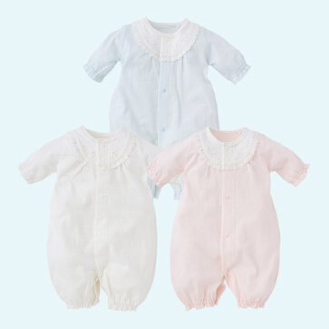 天竺パターンメッシュ丸ヨーク長袖コンビドレス