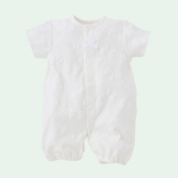 パイルジャガードリボン半袖コンビドレス