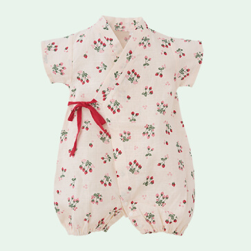 布帛ベリー柄甚平コンビドレス