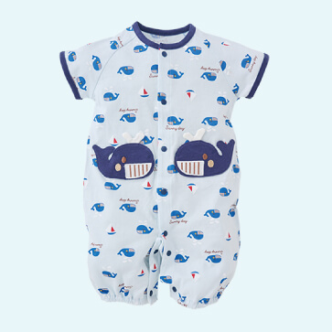 天竺くじらポケット半袖コンビドレス