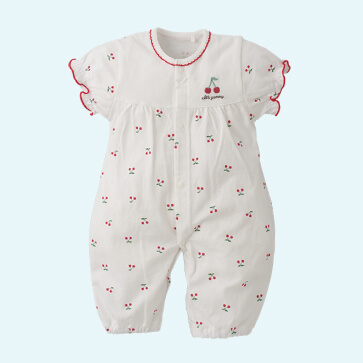 天竺チェリー刺繍半袖コンビドレス