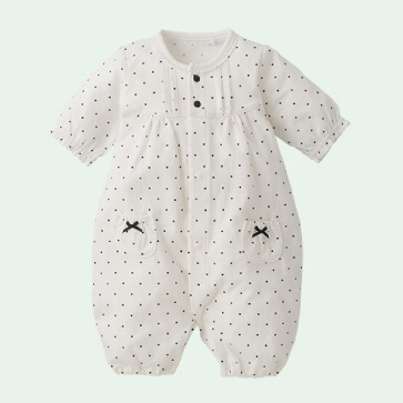 天竺切り替えドットハート長袖コンビドレス