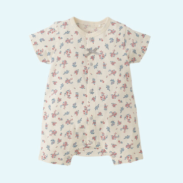 天竺小花総柄半袖プレオール