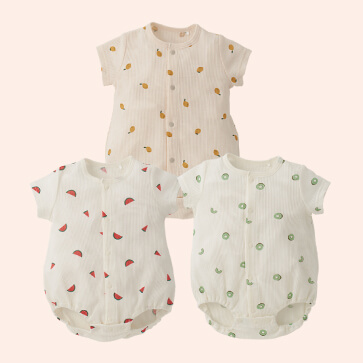 パワッフルフルーツ総柄半袖ロンパース