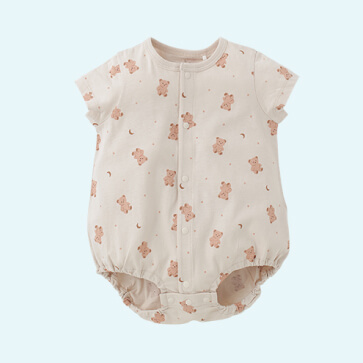 天竺くま夜空半袖ロンパース