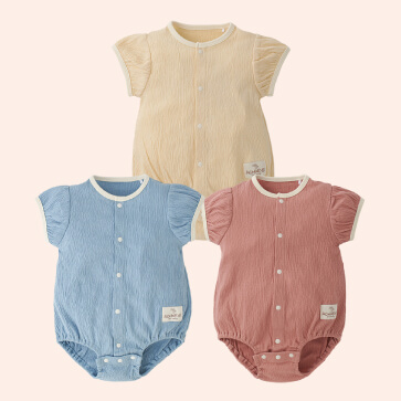 シャーリング天竺チケット半袖ロンパース