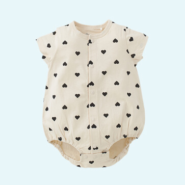 天竺ハート半袖ロンパース