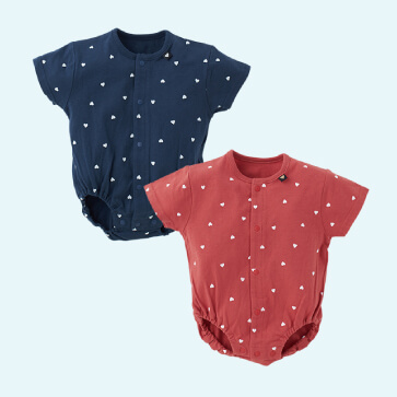 天竺ハートドット半袖ロンパース