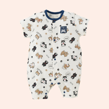 天竺ワンコ総柄半袖プレオール