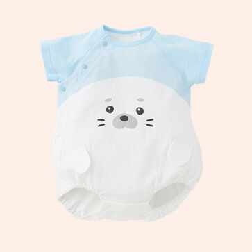 天竺ラグランアザラシ半袖ロンパース