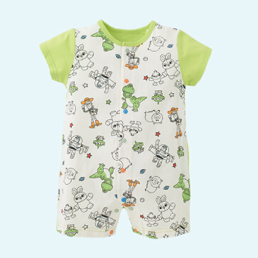 天竺総柄プリント半袖プレオール（トイ・ストーリー）