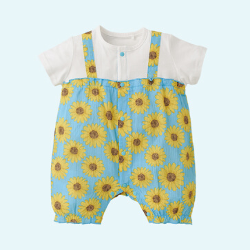 楊柳天竺切り替えひまわり半袖プレオール