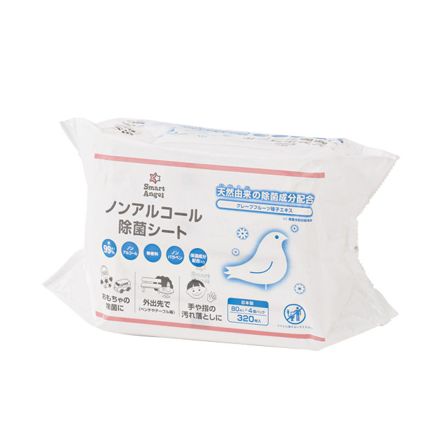 Smartangel ノンアルコール除菌シート 80枚入 4個パック 西松屋