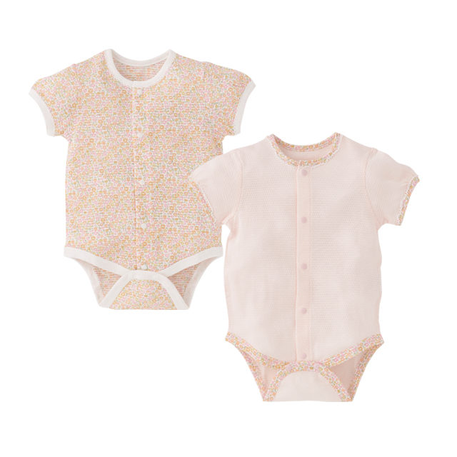 Elfindoll 2枚組 半袖前開きロンパース肌着 西松屋