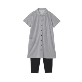 ELFINDOLL 綿混襟付きストライプ半袖パジャマ