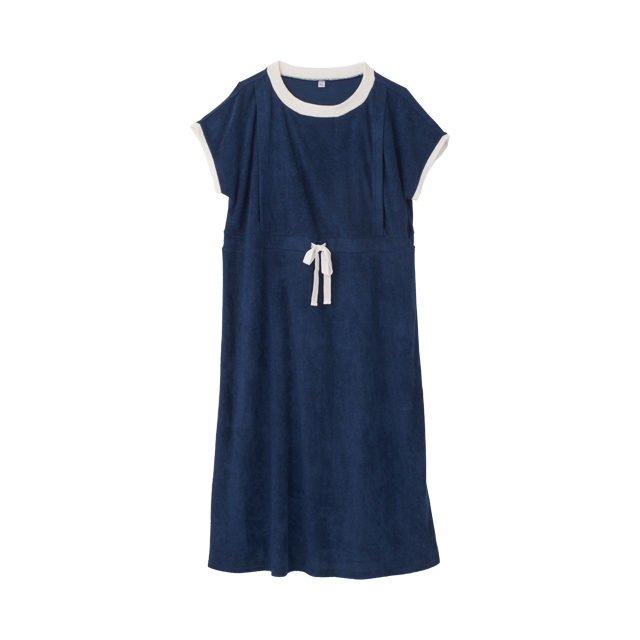 授乳口付きレーヨン混パイルルームワンピース